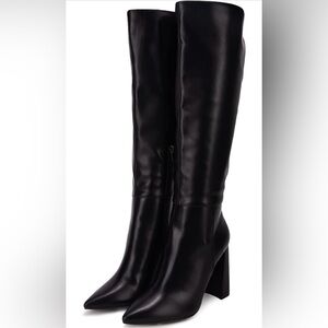Women's Black Knee-High Leather Boots